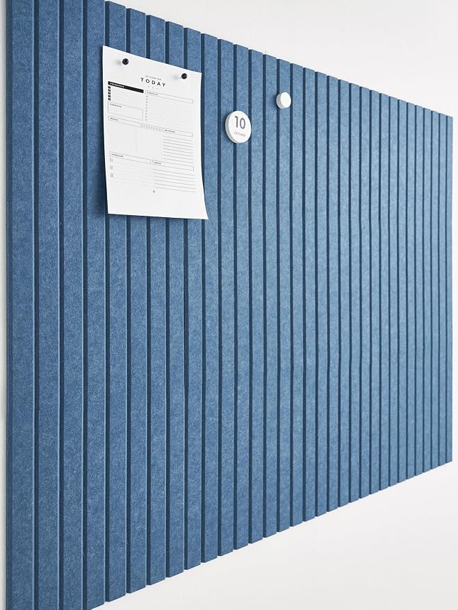 VIVELDA Large Bulletin Board 48x36- Office Wall Organizer to Replace Your Old Cork Boards for Walls for Office Decor -12-Pack Felt Wall Panels to Use in Home Office Decor, Classroom Decor (Slat Blue) by VIVELDA%C2%AE