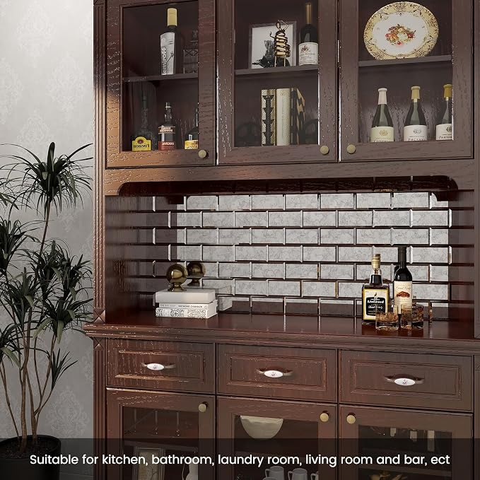 Peel and Stick Antique Mirror Subway Tile 3 x 6 Inch Beveled Mirror Tile for Kitchen Backsplash Bathroom Wall (40 Pcs) - Image 6