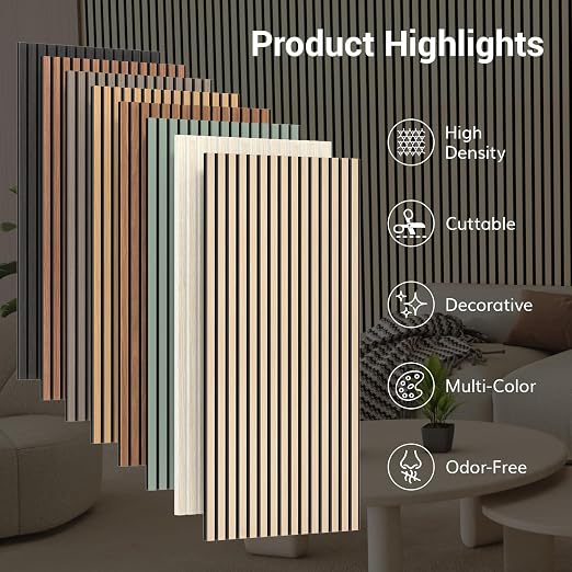 TONOR Wood Wall Panels for Interior Wall Decor, 2 Pack 47.2" x 23.6"(15.47ft²) Wood Slat Aacoustic Panels, Soundproof Wall Panels for Noise Cancelling and Decoration, Living Room, Office, Green - Image 9