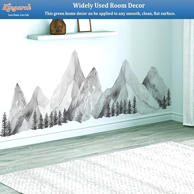 Large Mountain Wall Decals, Gray Pine Tree Peel and Stick Vinyl Wall Stickers & Murals, Removable Home Room Wall Decor for Bedroom Living Room Bedroom Classroom Office Nursery - Image 3