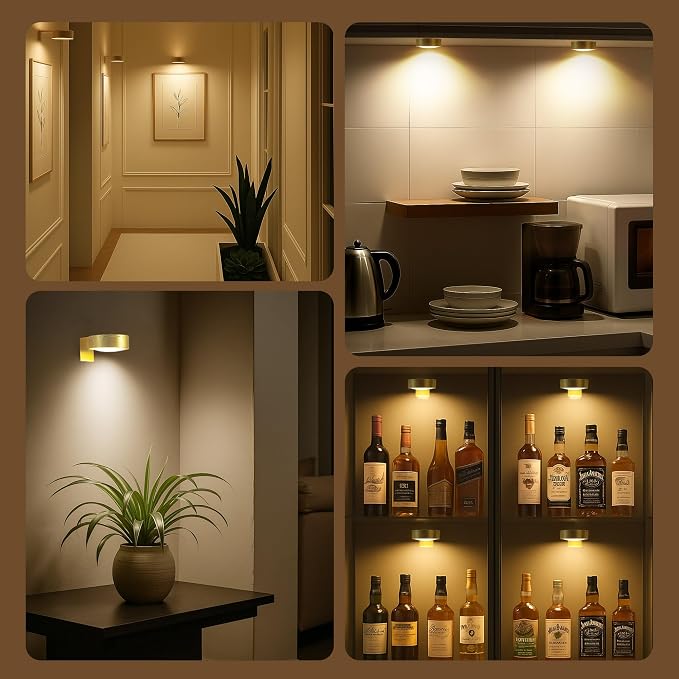 Picture Lights for Wall, Wireless Poster Lights Battery Operated, Gold | LED Magnetic Painting Light with Remote Dimmable, Timer＆3 Lighting Modes, Wall Decor Puck Light for Frame Art Display, 6 Pack - Image 9