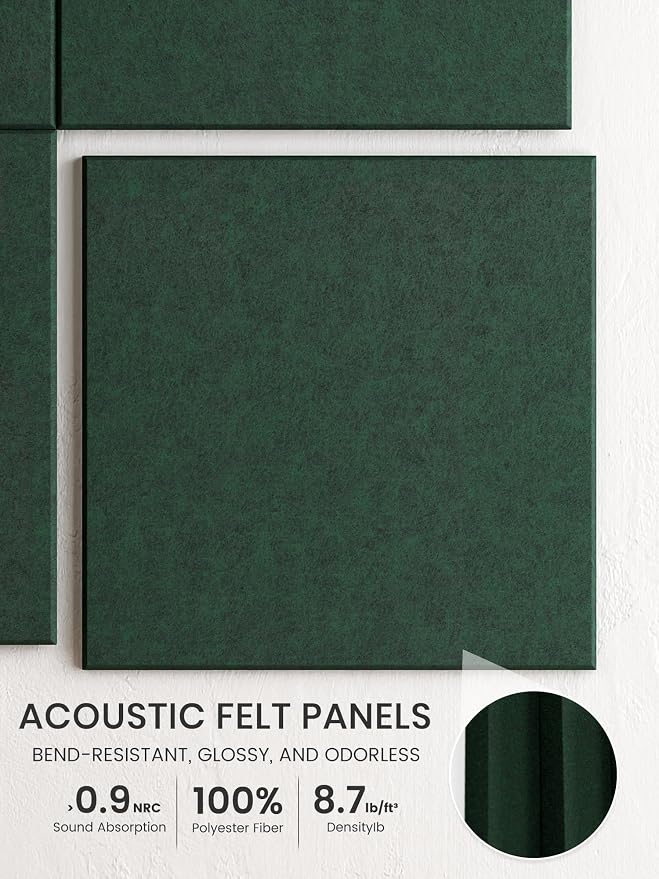 Bumusty 36"x 24" Large Felt Bulletin Board Tiles, Pine Green | 6-Pack Cork Board Alternative, Wall Decor, 30 Pushpins, 30 Adhesive Tabs, Vision Board, Office, Classroom, Home, Dorm - Image 3