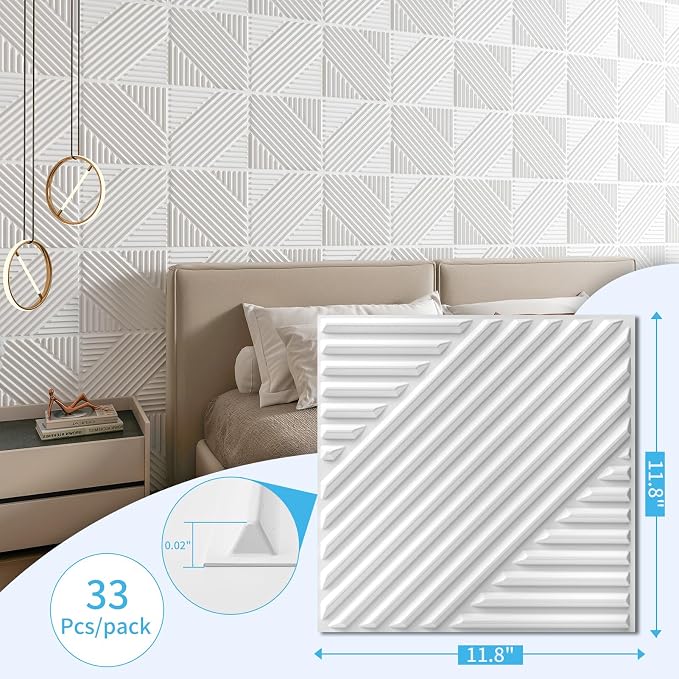 Art3d 3D Textured Accent Wall Panels, 12 x 12 Inch, 33-Pack, White | Premium PVC, Waterproof, Anti-Sag, Scratch Resistant, Ideal for Living Room, Bedroom, TV Background - Image 3