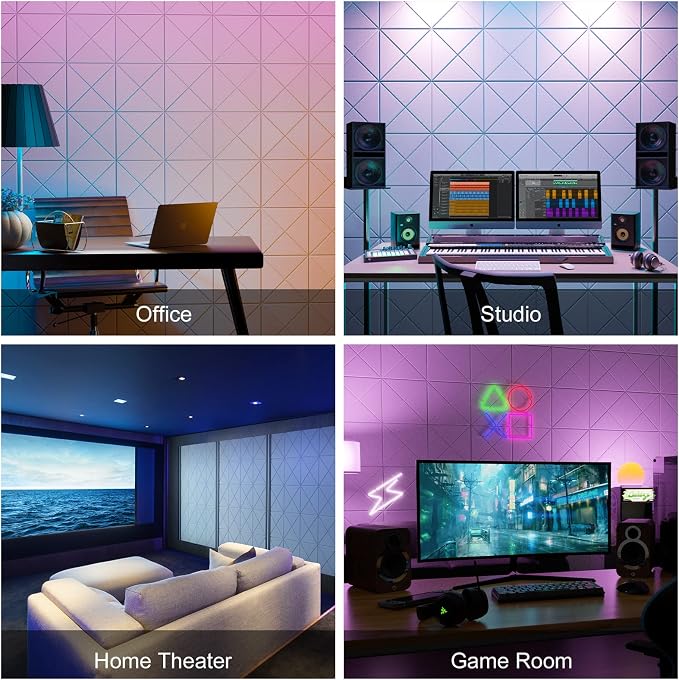 Sonicism 22 Pack X-Lined Acoustic Panels with Self-Adhesive, 12"X 12"X 0.4" Sound Proof Foam Panels, Decorative Soundproof Wall Panels, Sound Absorbing Tile for Home & Offices, White - Image 8