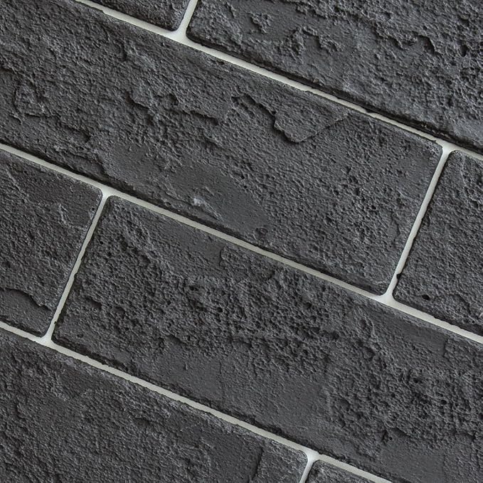 100 Pieces Old Town Black Faux Brick Wall Tiles, Clay Manufactured Thin Brick Veneers for Bedroom, Bathroom, Kitchen, Fireplace and Fence by TORURAL