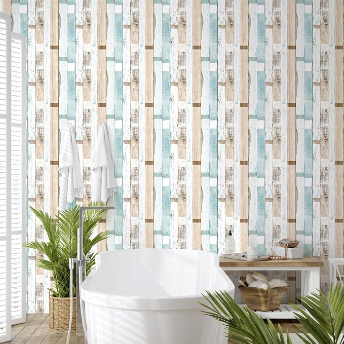 Yun-aeon Natural Wood-Light Blue Contact Paper Peel and Stick Wallpaper | 17.3"x 236"Self Adhesive Removable Vintage Faux Wood Wall Paper Plank Shelf Home Decoration Kitchen Counter Cover - Image 7