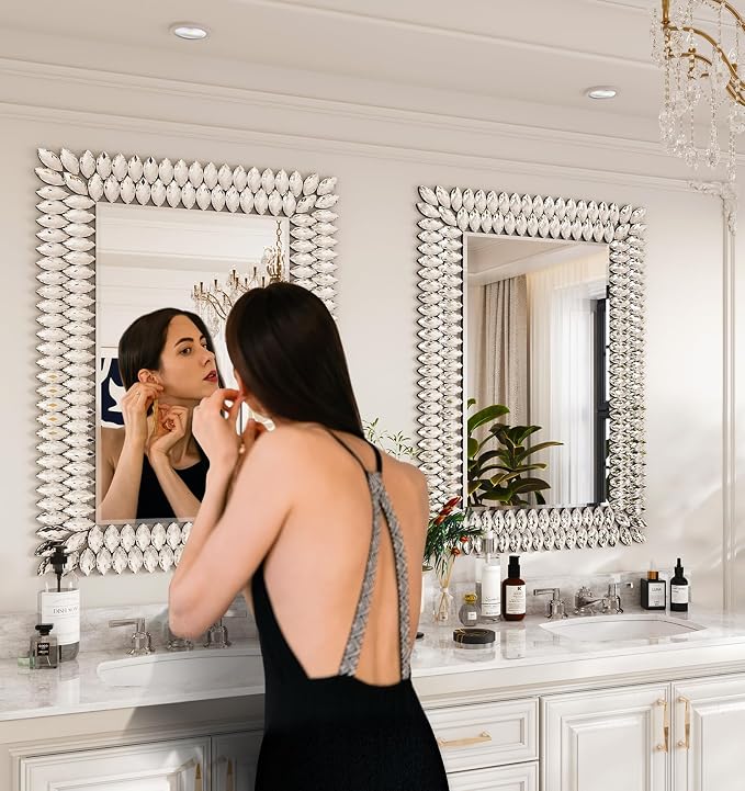 Kelly Miller 24"x36" Jeweled Luxury Rectangle Decorative Wall Mirror - Image 5