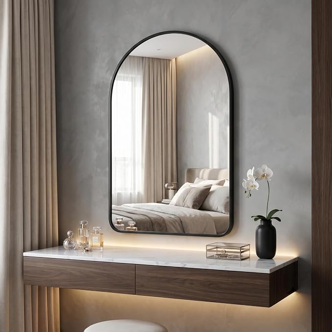 HARRITPURE 24"x36" Arched Bathroom Mirror Wall Mounted Black Arch Mirror - Image 7