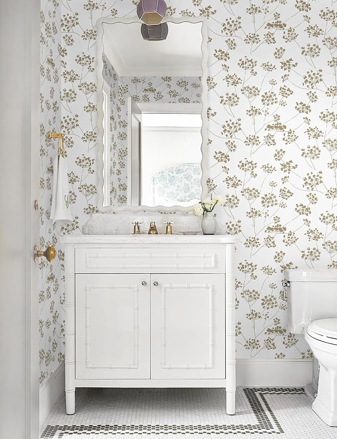 Hopepak 17.3"×197" Peel and Stick Wallpaper Floral Beige Contact Paper for Bathroom Leaf Removable Self Adhesive Wall Paper for Bedroom Modern Wallpaper for Walls Living Room Vinyl - Image 7