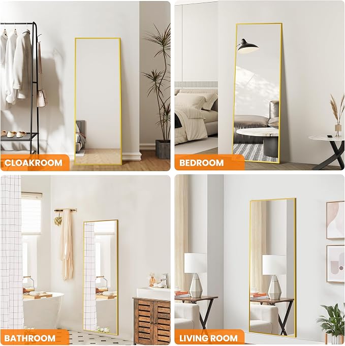 TRAHOME Full Length Floor Mirror 56"x15", Large Standing Body Mirror, Gold - Image 3