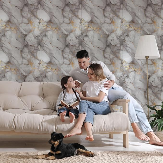 Peel and Stick Marble Wall Panels 11.8x11.8in Waterproof 20 Pack | Backsplash tile, shower wall, self adhesive, kitchen, bathroom, decorative tiles - Image 6