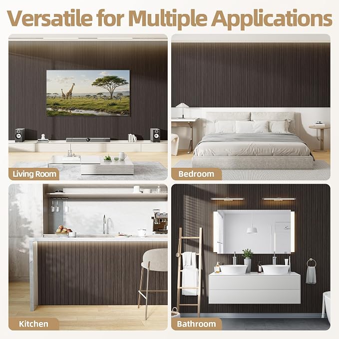 Peel and Stick Wood Slat Wall Panel 3D PVC Faux Smoked Wood Grain Wallpaper | 15.75"x118" Soundproof Wall Panels with Self Adhesive, Wall Coverning for Accent Walls Ceiling Bedroom Bathroom Kitchen Decor - Image 6