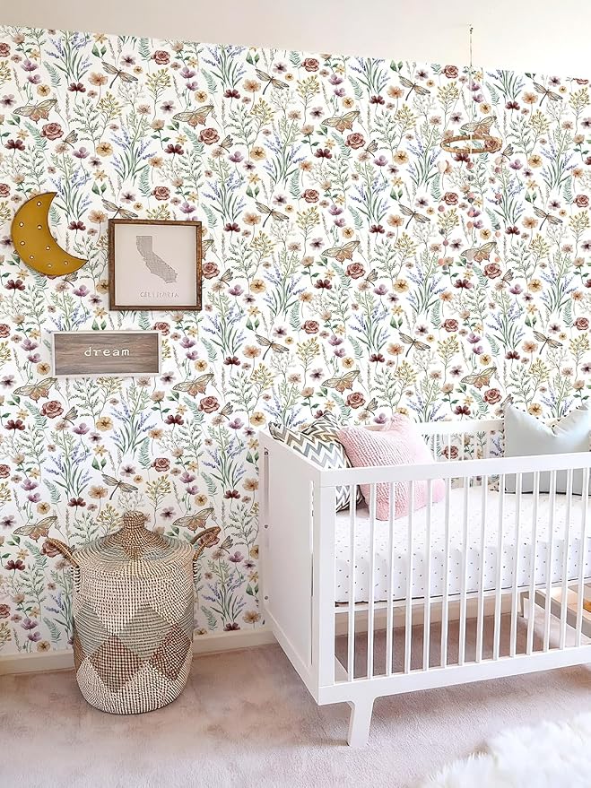 Orainege Peel and Stick Wallpaper Vintage Floral Wallpaper Self Adhesive | 16.9in x 393.7in Butterfly Wallpapers for Bedroom Bathroom Cabinets Decor Removable Vinyl Roll - Image 5