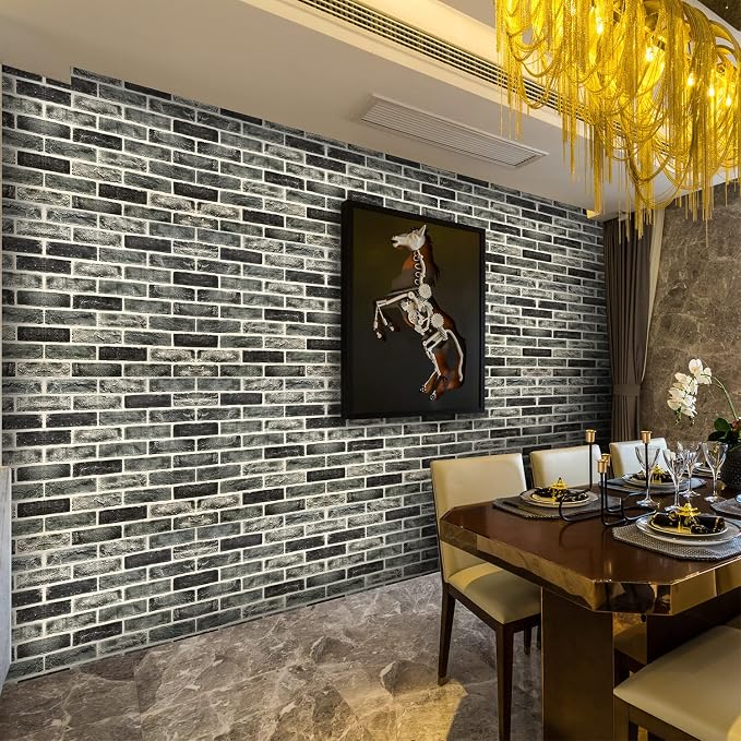 20-Pack 104 Sq.Ft 3D Wall Panels Peel and Stick 3D Faux Brick Wallpaper Peel and Stick Grey Faux Stone Wall Panel Foam Brick Self-Adhesive 3D Wallpaper - Image 3