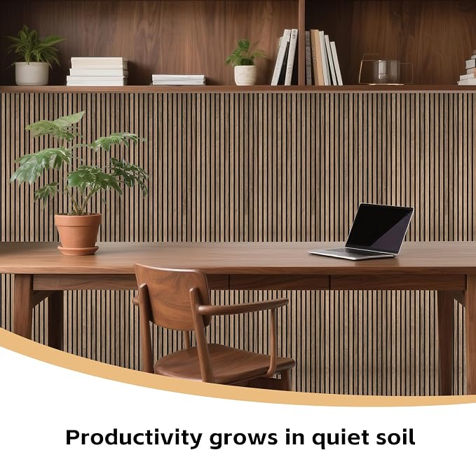 RITOLLO Wood Panels for Wall, Acoustic Wall Panels 94.5 x 11 in, 80 Pack, 3D Wood Slat Sound Absorbing Panels for Interior Wall Decor, Home Office Studio (Natural Walnut) - Image 3