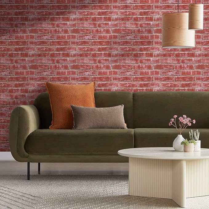 COMSTICKC 3D Peel and Stick Faux Brick Wall Panels for Quick DIY Wall Decor | Red, 10 Pcs 15.7" x 11.8", Not Real Brick, Lightweight Thin PVC Fake Brick Decorative Wall Sticker Covering, Cover 12.9 sq ft - Image 2