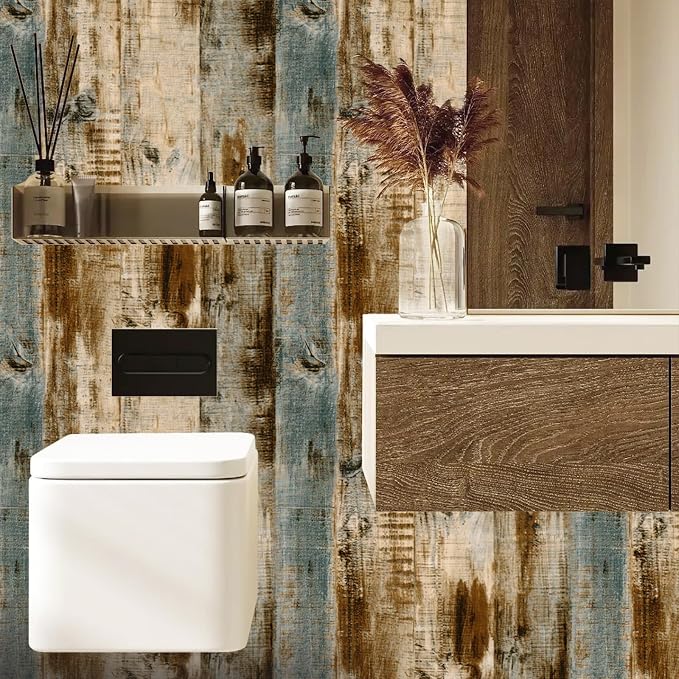 Grey Wood Wallpaper 17.3"×400" Peel and Stick Wallpaper Self Adhesive Distressed Wood Wallpaper Reclaimed Faux Home Decoration Film Shelf Vinyl - Image 5