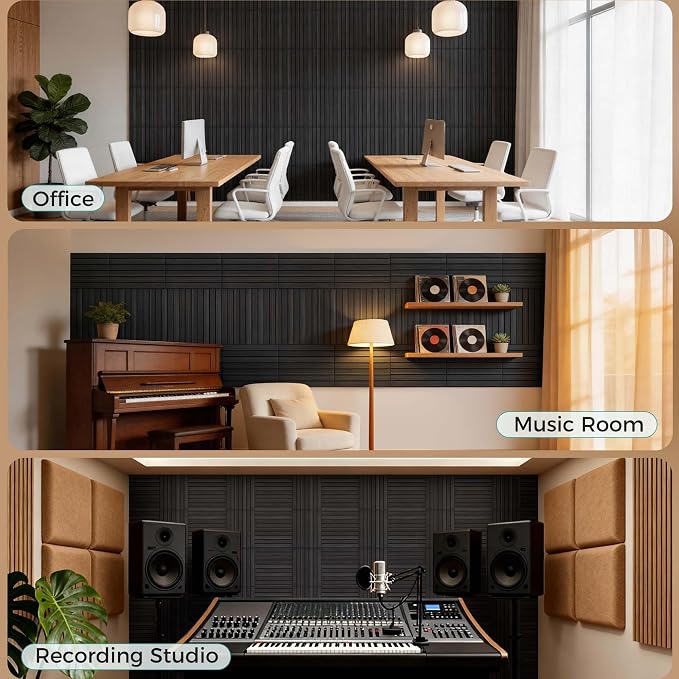 TO-TH Sound Proofing Panels Peel and Stick Wall Panel 12Pack, Rustic Walnut | Self-Adhesive Wall Panels, PVC Wood Grain Finish, 100%Polyester Fiber, Reduce Echo&Noise for Office&Studio, 11.8"x15.7"x0.35" - Image 7