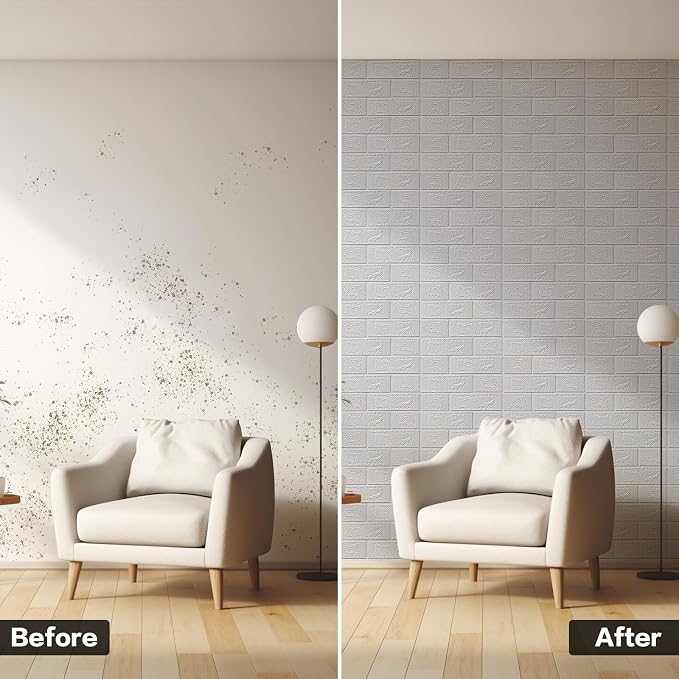 10PCS 3D Wall Panels Peel and Stick Foam, Self-Adhesive Decorative 3D Brick Wallpaper Wall Covering, Faux Stone Wall Panel Foam Brick for Living Room, Kitchen, Bathroom - Image 5