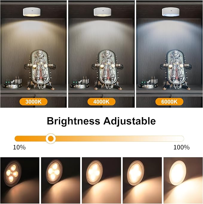 Xuolder Battery Operated Picture Lights Remote Wireless Magnetic Home Decor | 3-Pack Painting Light with 3 Lighting Modes,Timer&Dimmable Art Display Light for Artworking Frame Portrait Puck Lights-White - Image 3