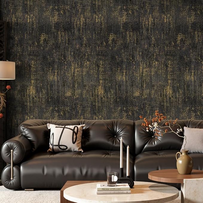 Arthome Black Gold Peel and Stick Wallpaper 17" x 120" | Covers 14.1 sq ft.Removable Contact Paper,Ideal for Nightstands,Cabinet Doors or Small Bedroom Accent Walls - Image 3