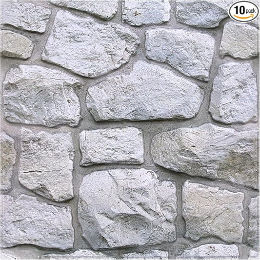 3D Peel and Stick Faux Stone Wall Panels 11.8" x 11.8" 10-Pack | Gray, Stone-Look Textured Wall Sticker, Thin Lightweight PVC Self Adhesive Wall Tiles for Interior Decor, Cover 9.7 sq ft by SMOOSTIKCDECOR