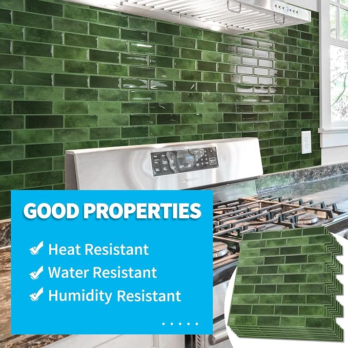 Art3d 10-Pack Marble Tile Peel and Stick Backsplash, 12 x 12 in, Jade Green | Strong Adhesion, Lightweight, Cuttable, Waterproof, Fadeless, Crack Resistant, for Kitchen, Bedroom, Ideal for Recently Moved - Image 5