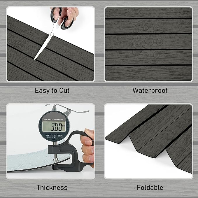 Wallercity Black/Gray Wood Slat 3D Wall Panels Waterproof Soundproof Planks | Flexible Wood Panel Self Adhesive Foam Slat Acoustic Panels for Walls Ceilings Vinyl Peel and Stick Wooden Panels 23.6x197 IN - Image 8