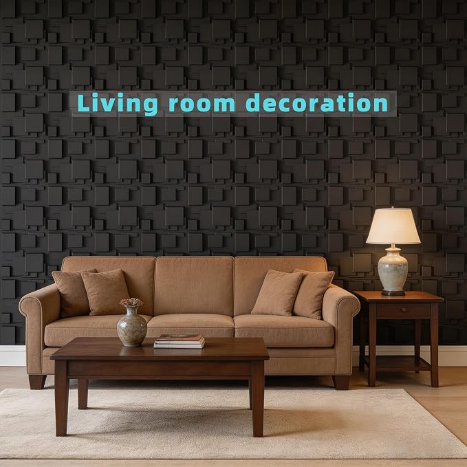 33 Pack 3D Diamond Wall Panels – 12"x12" White Textured Wall Decor for Gaming Room, Bedroom & TV Accent Wall (Black) - Image 6