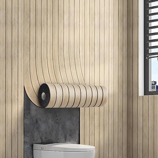Thick Wood Slat Wall Panels, Modern 3D Peel and Stick, 15.75"x118" Self-Adhesive Accent Wall with Sound Dampening for TV Wall and Ceiling, Bedroom, Home Office, Log Color, 13 Sq Ft - Image 2