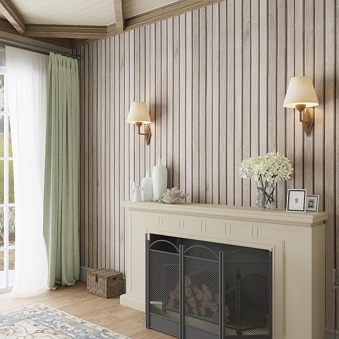 VEELIKE Rustic Grey Oak Wood Slat Wallpaper Peel and Stick Faux Wood Panel Wall Covering for Bedroom Bathroom 24''x354'' Self Adhesive Removable Woods Grain Contact Paper for Accent Walls Kitchen - Image 4