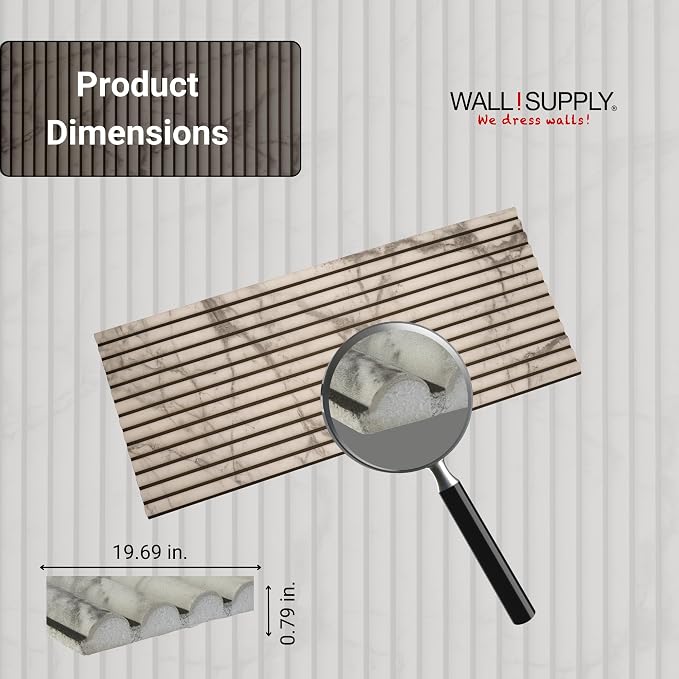Wall!Supply 3D Wall Panels – Faux Marble Round Slatted – Home Decor Wallpaper Alternative for Living Room, Bedroom & Office – Easy DIY Installation – 4 Pack, Covers 24.96 Sq Ft | Lightweight EPS Foam, Wallpaper Alternative, Easy DIY Installation, Cover... - Image 5