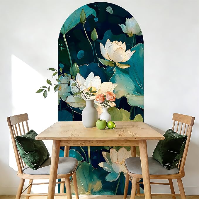 Arch Wall Decals Peel and Stick, Large Wall Stickers, Removable Home Decor Art Wallpaper for Bedroom Living Room, Floral Pattern, 71'' 31.7'' - Image 7