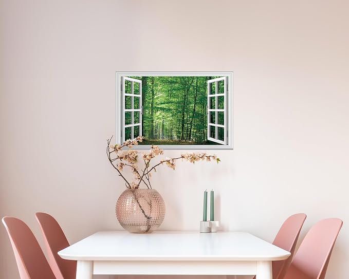 FLFK Fake Window Wall Sticker - Jungle Faux Window Wall Mural for Wall Decor, Stick and Peel Wall Decals,24"x16" - Image 6