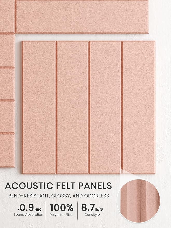 Bumusty 36"x 24" Large Felt Bulletin Board Tiles, Pink | 6-Pack Cork Board Alternative, Wall Decor, 30 Pushpins, 30 Adhesive Tabs, Vision Board, Office, Classroom, Home, Dorm - Image 3