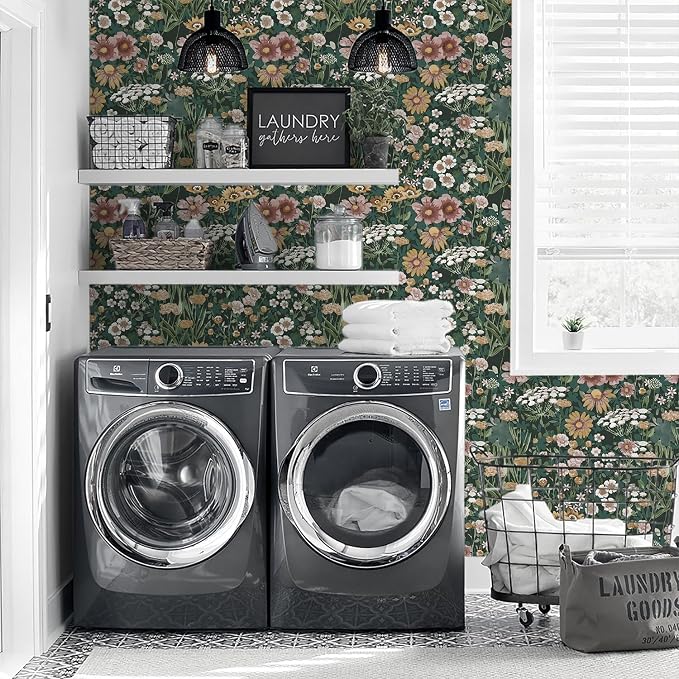 Orainege Peel and Stick Wallpaper Boho Vintage Floral Wallpaper | 16.9inx196.8in Daisy Wallpaper Self Adhesive Floral Contact Paper for Bedroom Bathroom Accent Wall Decor Removable - Image 3