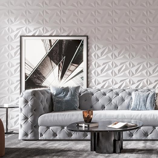 Art3dwallpanels 50 Pack 3D Wall Panels Diamond, White, 12''x12'' | PVC Accent Wall Panels for Interior Wall Decor, Living Room Lobby Bedroom Hotel Office - Image 4