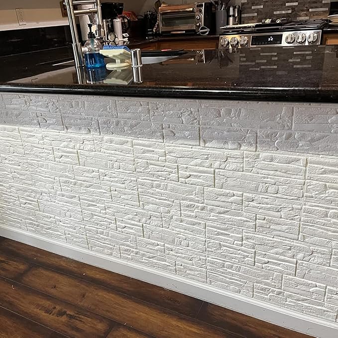 24Pcs 3D Faux Stone Wall Panels Self-Adhesive Foam Wallpaper White | Faux Brick Interior Wall Covering Panels Thick Peel and Stick Waterproof Textured Wallpaper for Home Office Walls Decorative - Image 6