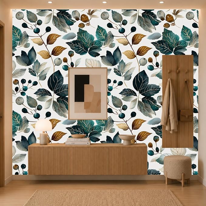 Green Leaves Removable Self-Adhesive Wallpaper for Bedroom & Living Room Decor 17.7×236 Inch,Waterproof Wall Covering for Accent Walls, Apartment, Nursery - Image 5