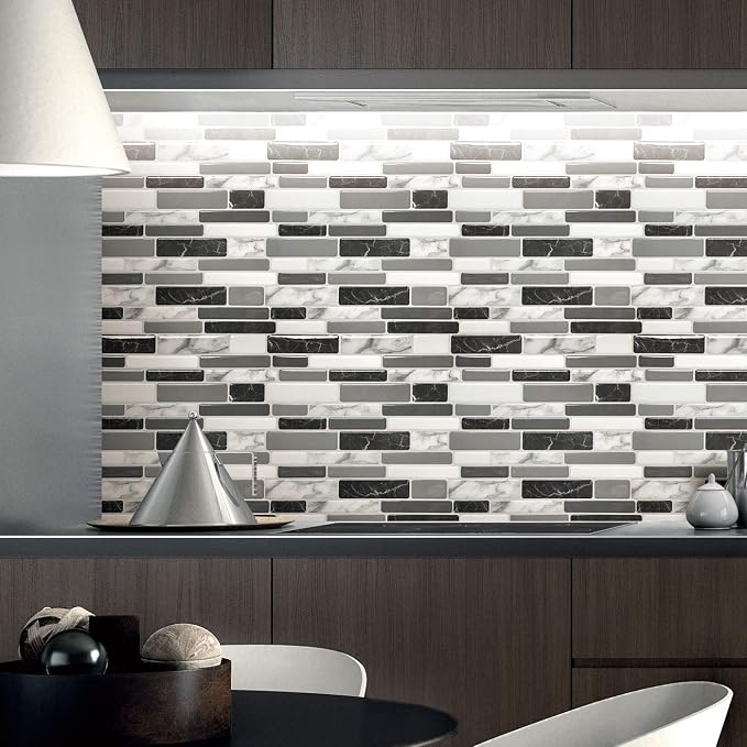 Art3d 6-Pack Peel and Stick Backsplash Wall Tile, 12 x 12 Inch, Marble Grey | Strong Adhesion, Lightweight, Cuttable, Waterproof, Fadeless, Crack Resistant, for Kitchen, Bedroom, Ideal for Recently Moved - Image 3