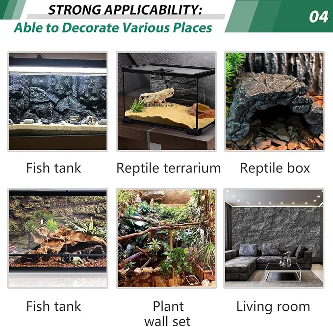 17.7x11.8in Rock Terrarium Background,3D Reptile Tank Background Board,Amphibian Stereo Backdrop Wall,Lizard Snake Gecko Spider Turtle Fish pet silo Background Decorative Panel(Grey) - Image 5
