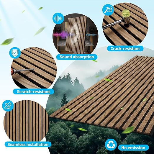 Art3d 47 x 23.6 Inch Acoustic Wood Slat Wall Panel, 4-Pack, Deep Walnut | Lightweight, Noise Reduction, Crack Resistant, Sustainable, Easy Installation, for Office, Living Room, Bedroom Wall Decor - Image 3