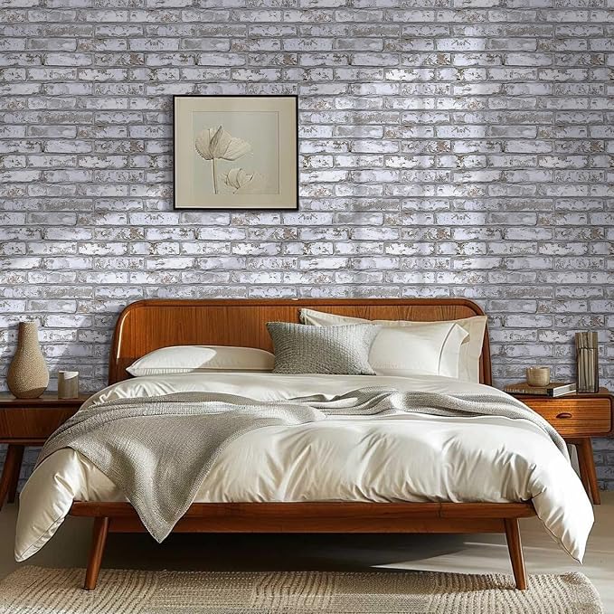 COMSTICKC 3D Peel and Stick Faux Brick Wall Panels for Quick DIY Wall Decor | 12 Pcs 22.8" x 11.8", Not Real Brick, Ultra-Light PVC 3D Fake Brick Wallpaper Decorative Tiles Covering, Cover 22.48 sq ft - Image 2