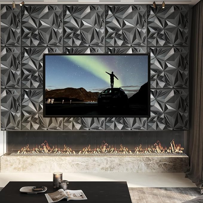 STICKGOO Diamond 3D Wall Panels, Brushed Silver,19.7"x19.7" | Decorative Wall Panels for Interior Wall Decor, PVC Accent Wall Panels, For Living Room Bedroom, Cover 32.4 Sq.Ft - Image 3