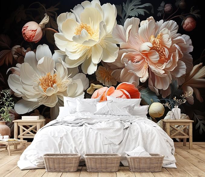PYFFYP-3D Floral Peel and Stick Wallpaper murals with Dark Peony - Image 3