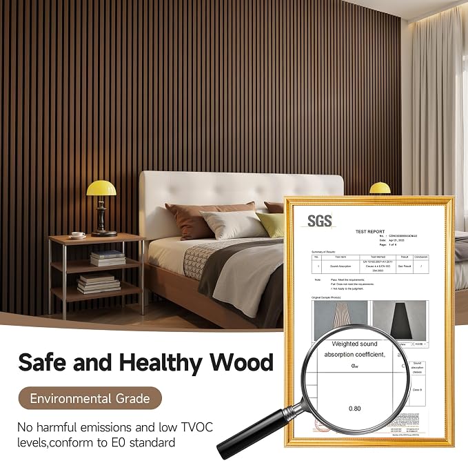 INMOZATA Wood Slat Wall Panels, 4 Pack 94.5" x 7.9" 3D Fluted Soundproof Fire Resistant Acoustic Wooden Panel for Interior Wall Decor, Living Room, Bedroom, Ceiling (Walnut) - Image 3