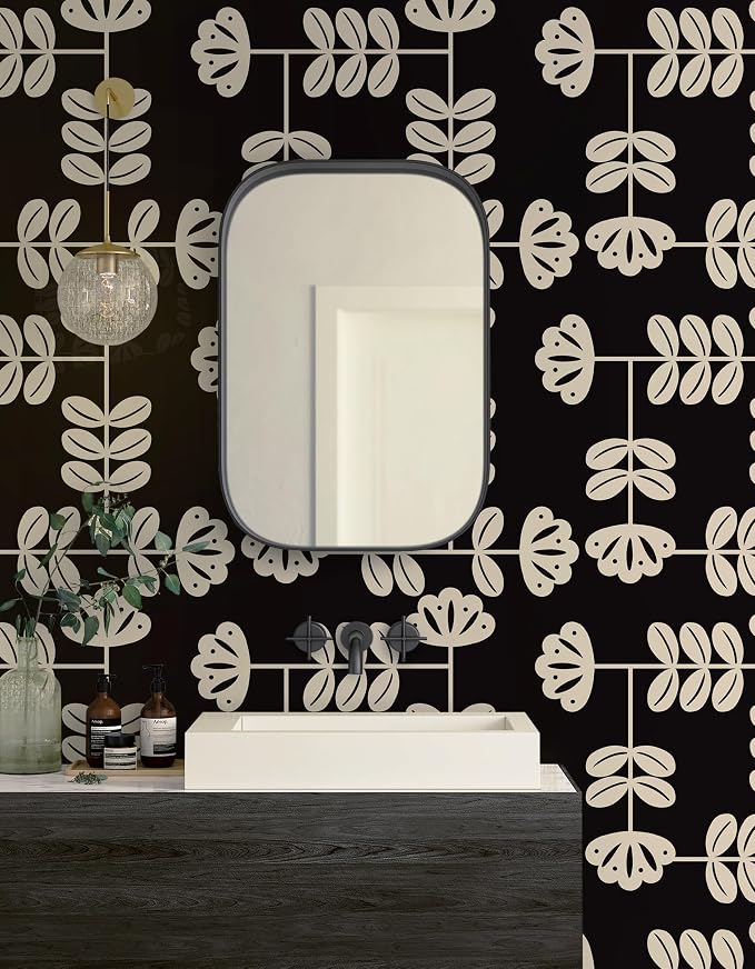 HeloHo Peel and Stick Wallpaper Black and Cream White Wallpaper Vintage Wall Paper for Bedroom Modern Self-Adhesive Removable Thicken Waterproof Contact Paper for Cabinet Bathroom Vinyl 78.7"x17.3" - Image 8