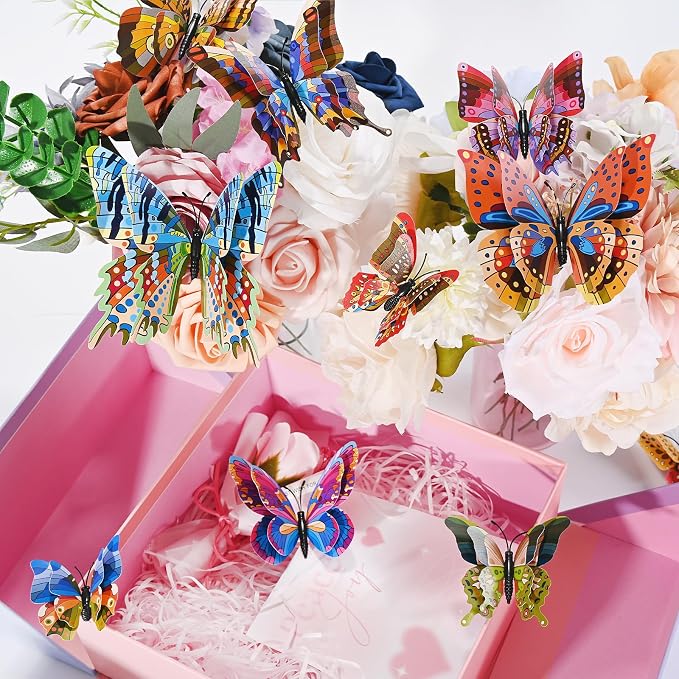 SAOROPEB 3D Butterfly Wall Decor, 24 Pcs Kaleidoscope Butterfly Decorations | Double Layer for Party Decorations Locker Decor Refrigerator Decal, Reusable - Image 3