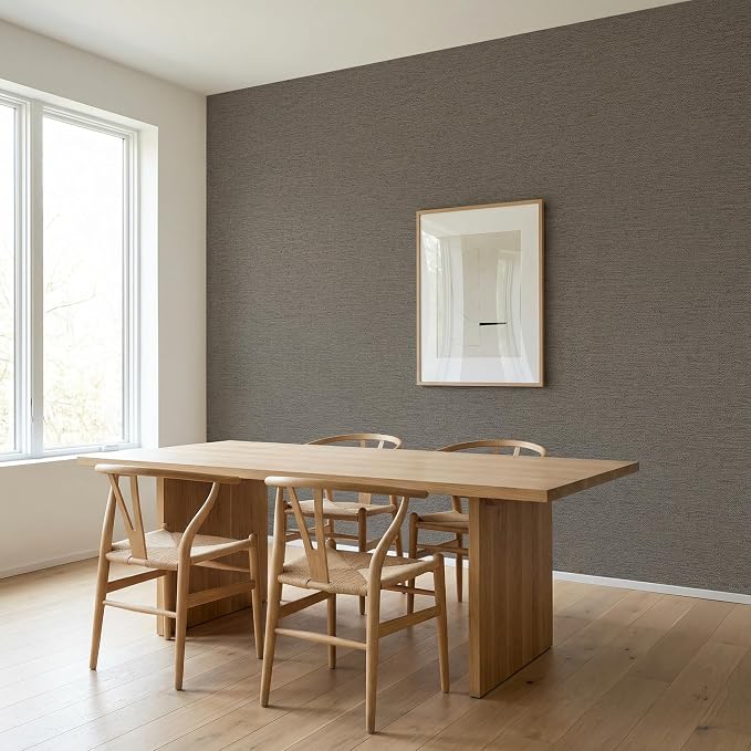 WADILE Grasscloth Peel and Stick Wallpaper 15.7in x 78.7in, Textured Contact Paper for Cabinets, Faux Linen Wall Paper Pull and Stick, Fabric Vinyl Wallpaper Self Adhesive Brown Gray | Textured contact paper, Faux linen, Vinyl material, Cabinets, Self ... - Image 4