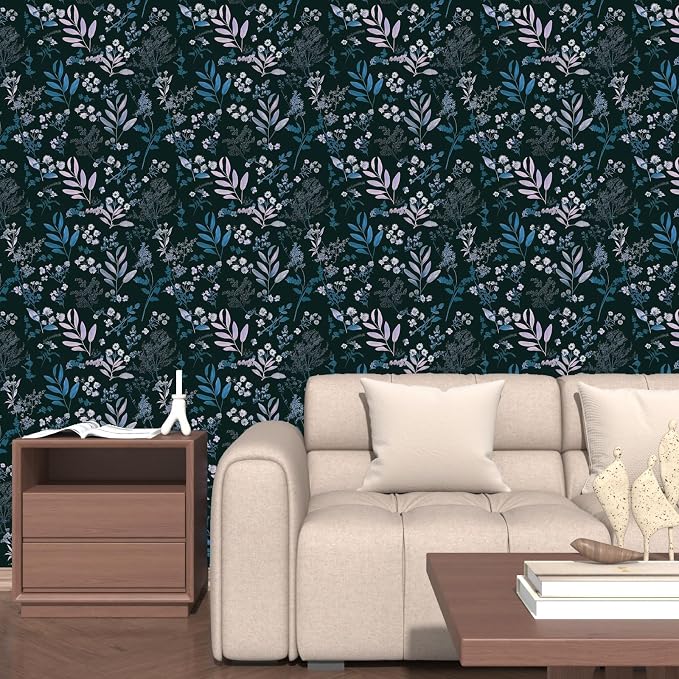 Laatse Vintage Floral Peel and Stick Wallpaper 17.5'' x 118'', Blue Pink | Self Adhesive/Removable/Waterproof/Thick Vinyl Contact Paper for Bathroom Bedroom Shelf Cabinet Drawer,Prepasted,Easy Peel - Image 3